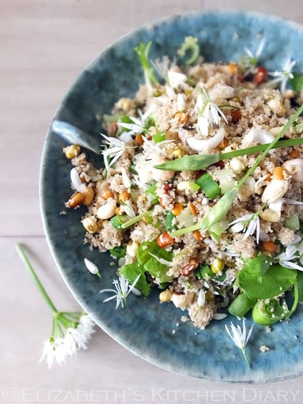 Teff Salad With Sprouted Beans, Pea Shoots And Wild Garlic