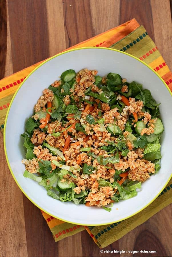 Thai Salad With Chickpea Carrot Peanut Crumble and Garlic Soy Dressing