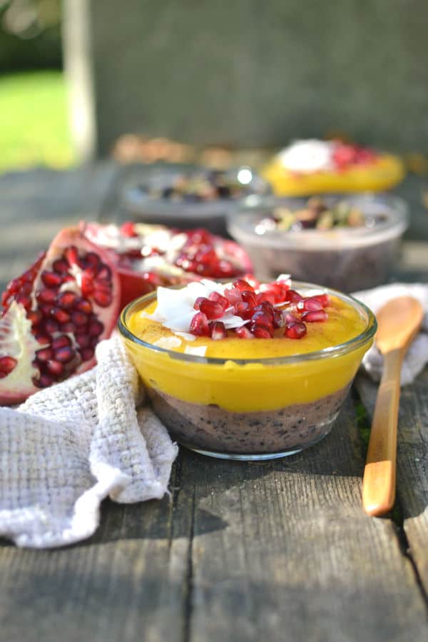 Vegan Black Rice Pudding with Mango Puree or Trail Mix