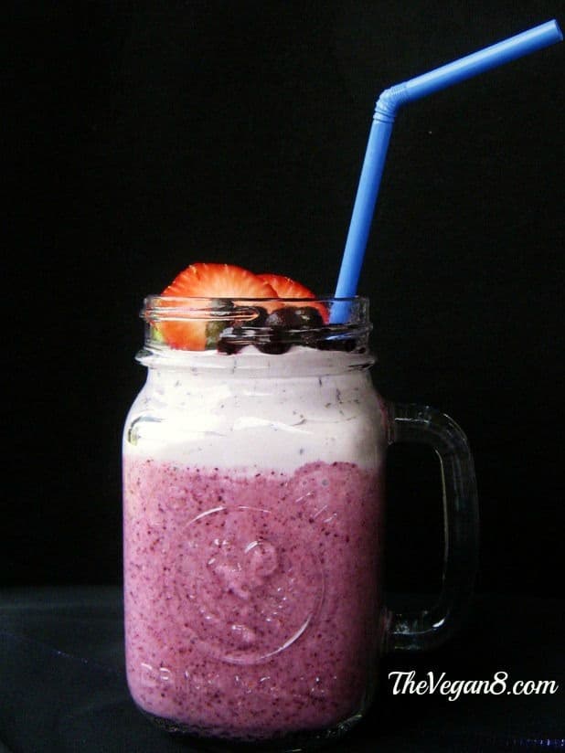Very Berry Blue Smoothie with Blueberry Whipped Cream