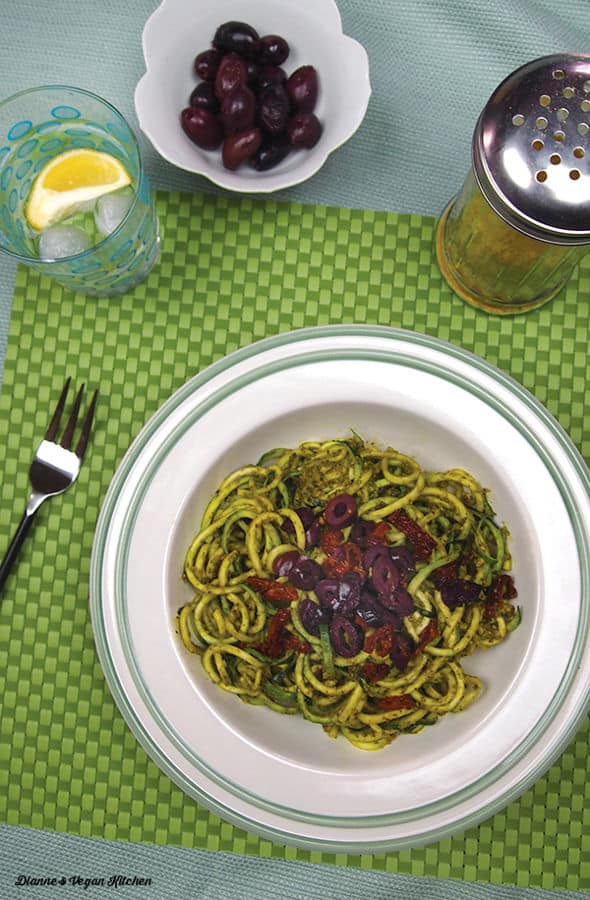 Zucchini Noodles with Creamy Spinach Pesto