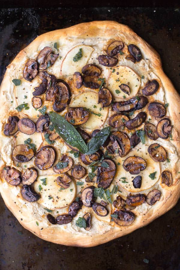 Apple, Sage and Mushroom Pizza with Ricotta