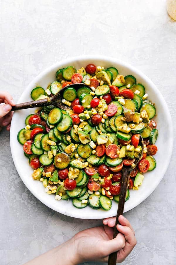 Balsamic Avocado, Corn, and Cucumber Salad