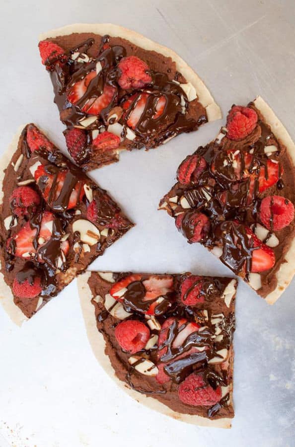 Berry and Chocolate Hummus Dessert Pizza