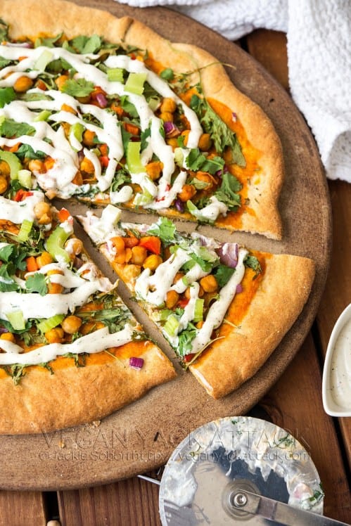 Buffalo Chickpea Ranch Pizza