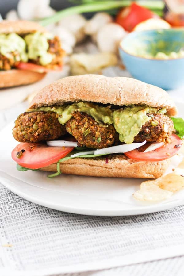 Cajun Split Pea Po' Boys with Spicy Avocado Sauce