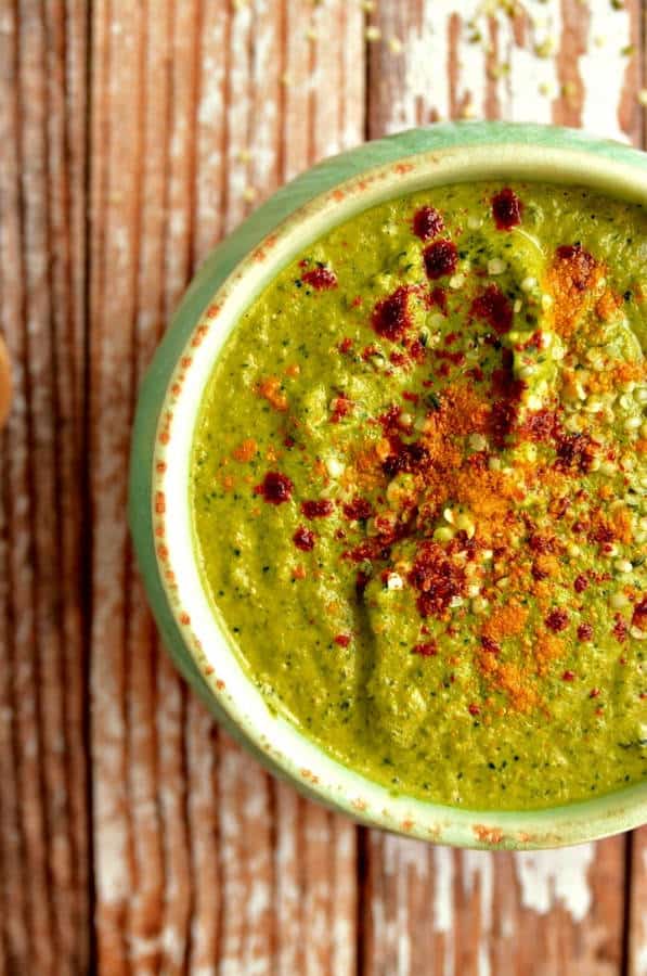 “Cheezy” Broccoli and Kale Soup