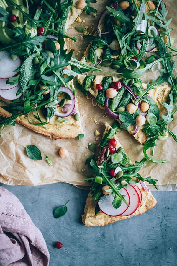 Chickpea Crust Pizza with Greens Galore