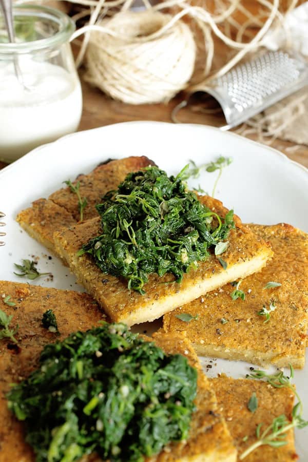 Chickpea Flatbread with Garlicky Spinach