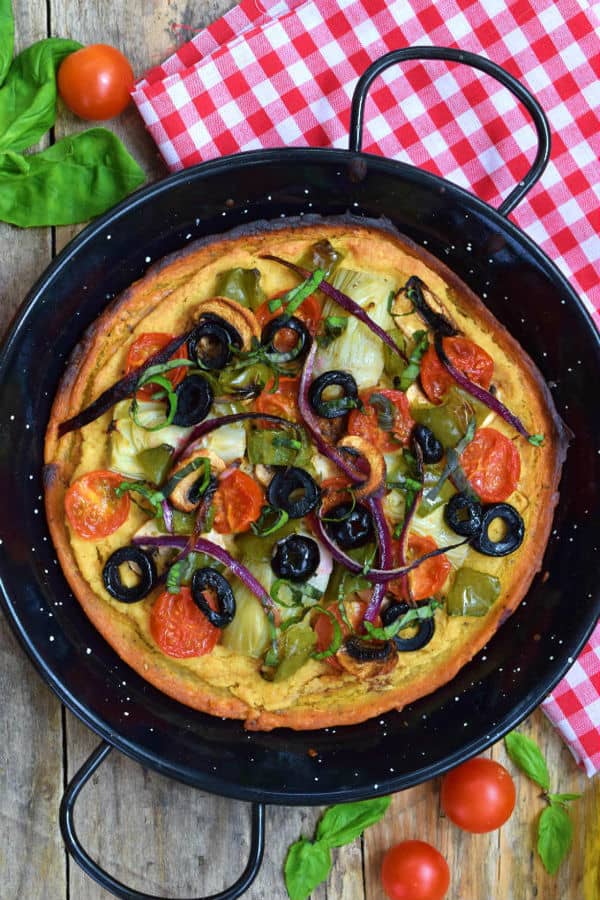 Chickpea Flour Pizza with Hummus