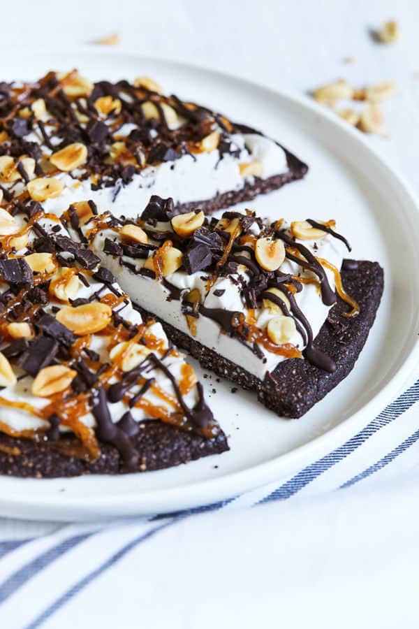 Chocolate Caramel Ice Cream Pizza