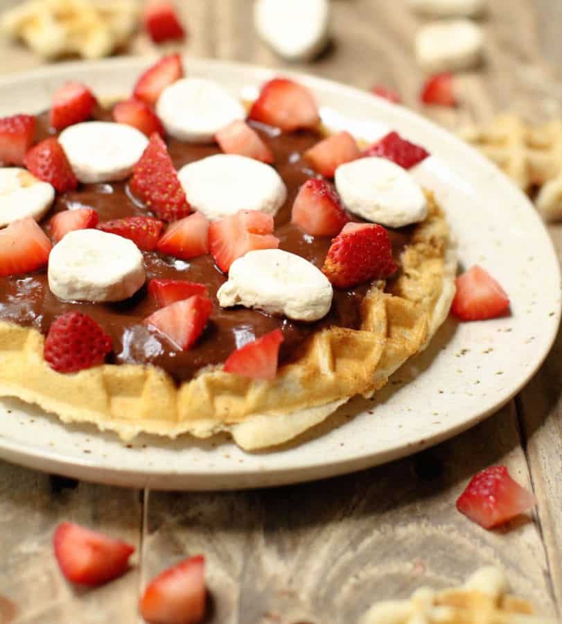 Chocolate Waffle Fruit Pizza