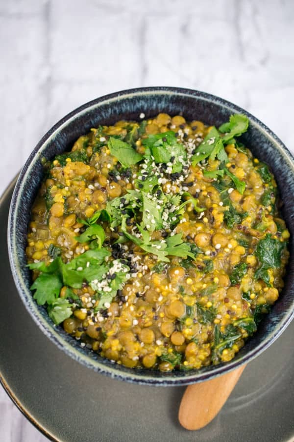 Creamy One Pot Curried Lentils and Quinoa (Gluten Free)