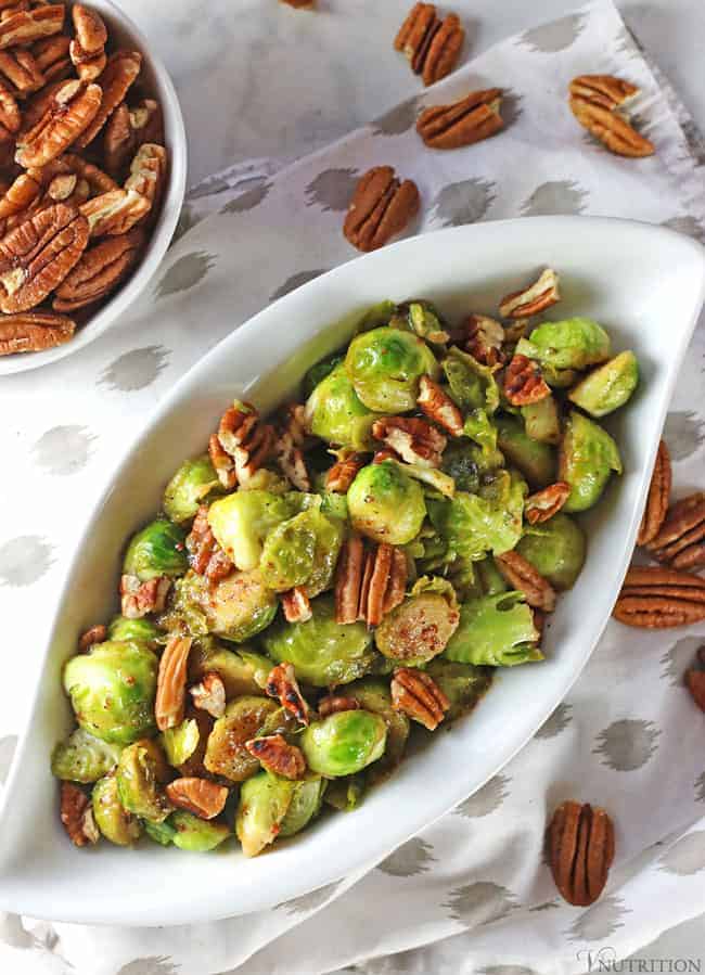 Dijon Mustard Brussels Sprouts with Pecans
