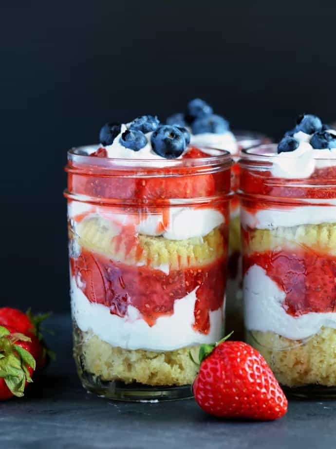 Strawberry Shortcake in Mason Jars