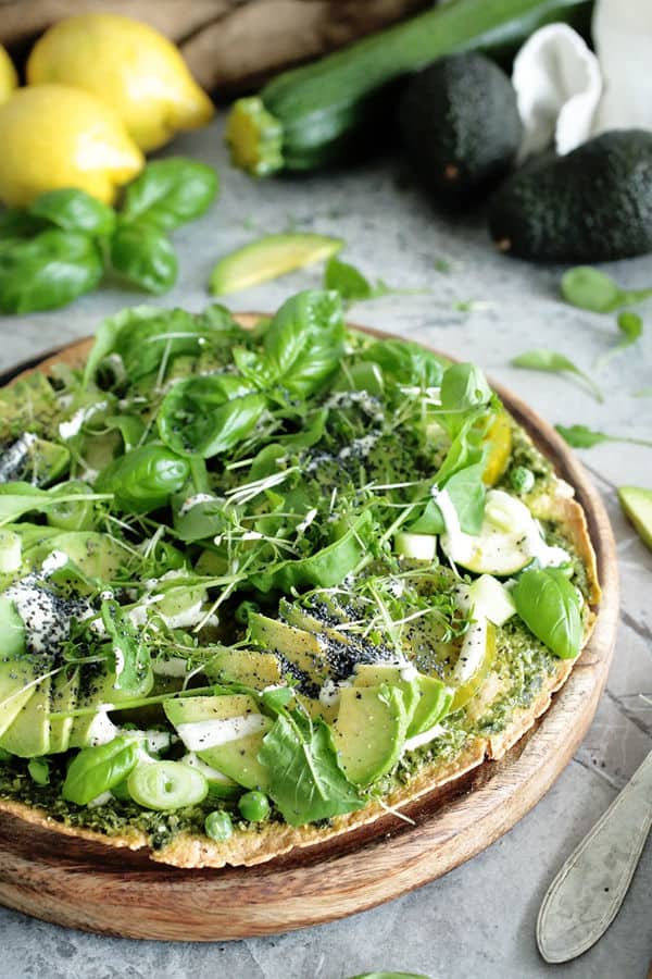 Green Tortilla Pizza with Avocado