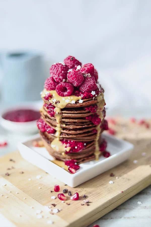 Healthy Protein Pancakes with Raspberry Chia Jam (Gluten-Free)
