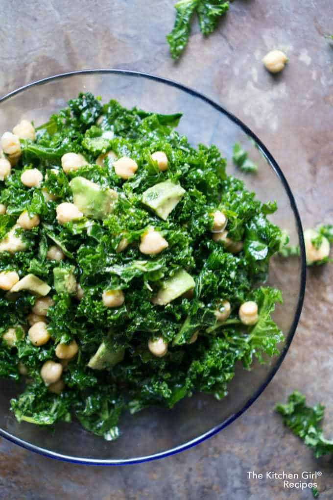 Lemony Kale Chickpea Avocado Salad