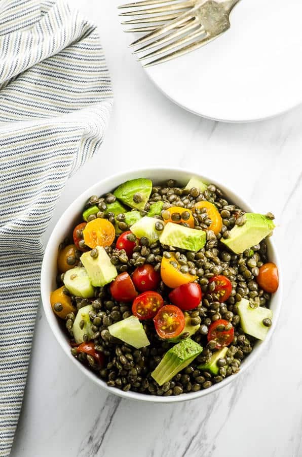 Lentil Avocado and Tomato Salad