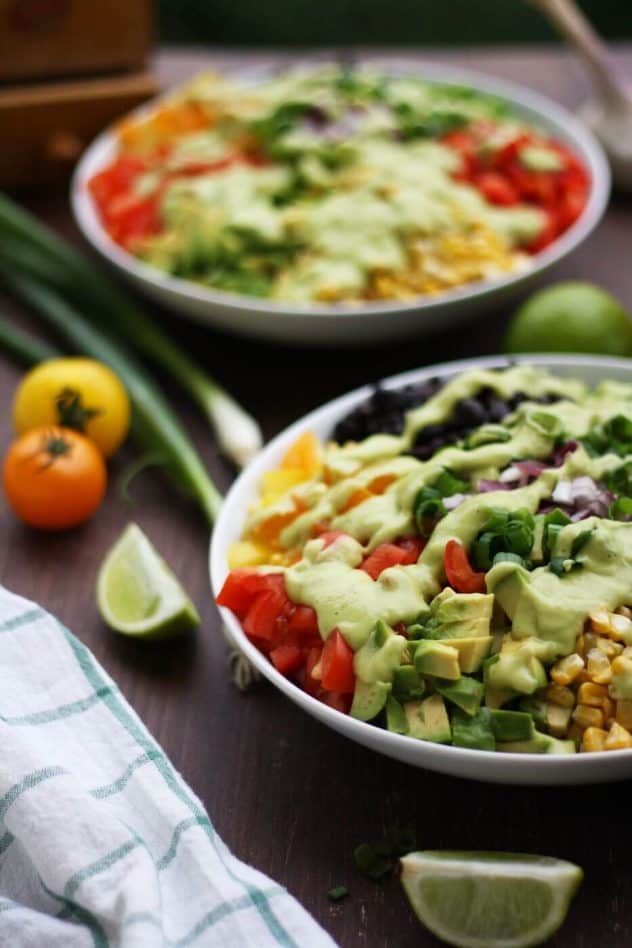 Mexican Chopped Salad with Avocado Dressing