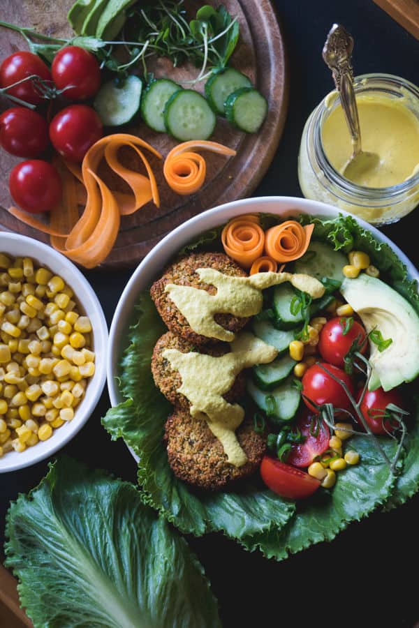 Oven Baked Falafel With Cashew Cheese Sauce