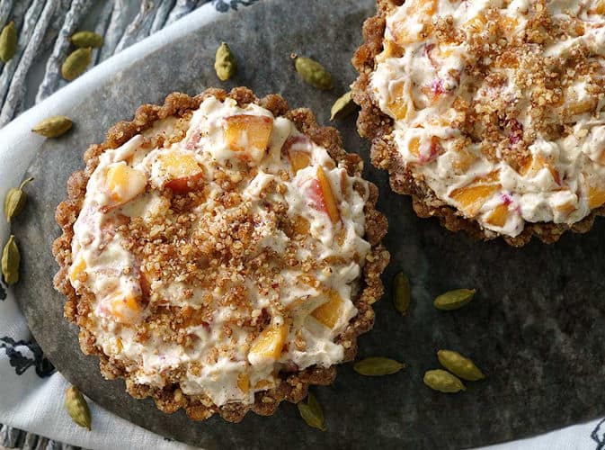 Peach Cardamon Tart with a Ginger Pecan Crust