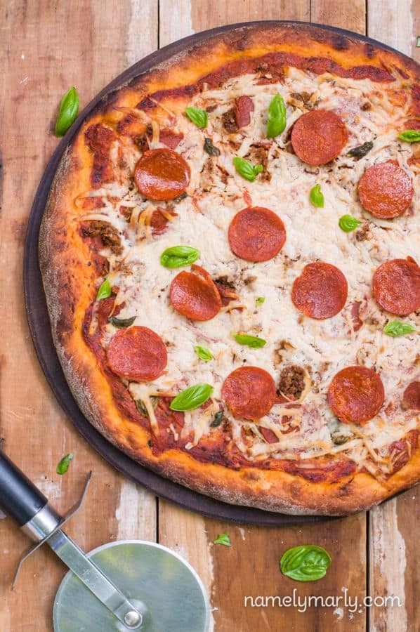 Pepperoni Pizza with Easy Homemade Crust