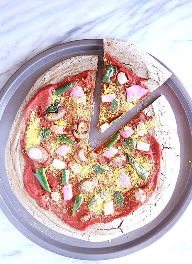 Pizza with Onions, Mushrooms and a Poblano Pepper