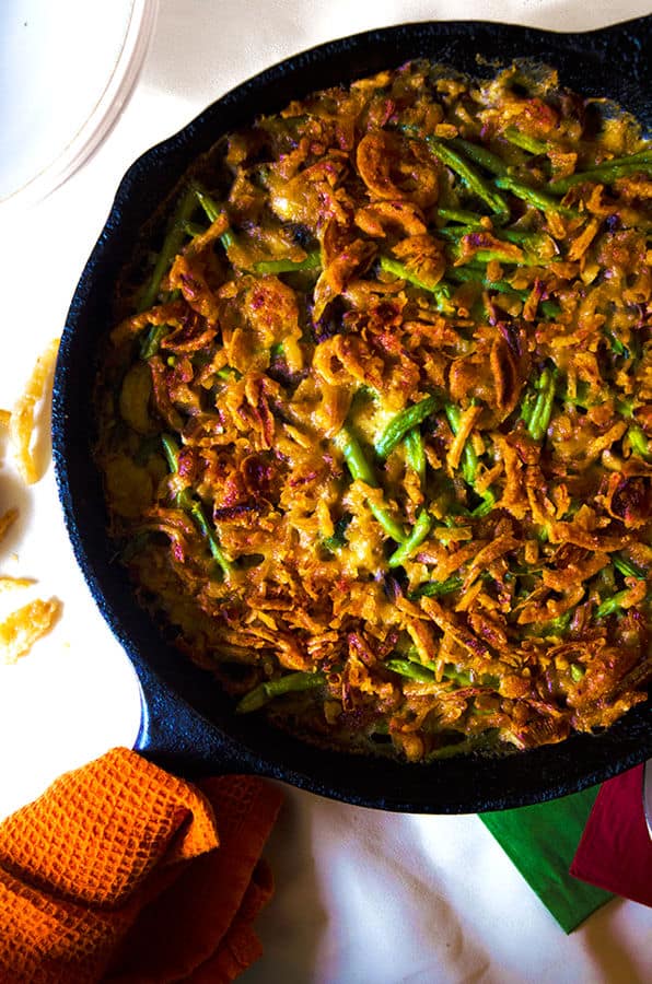 Poblano and Bacon Green Bean Skillet Casserole