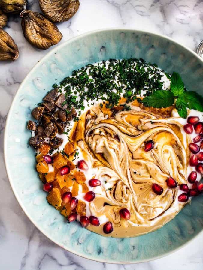 Pomegranate Molasses and Tahini Breakfast Bowl