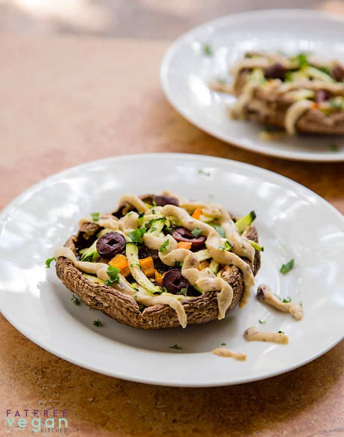 Portobello Mushroom Pizzas with Hummus