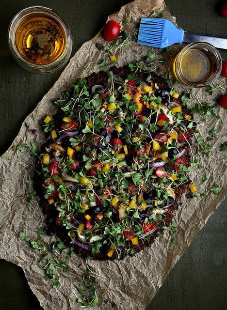 Purple Cauliflower Crust Pizza with Garlic Oil