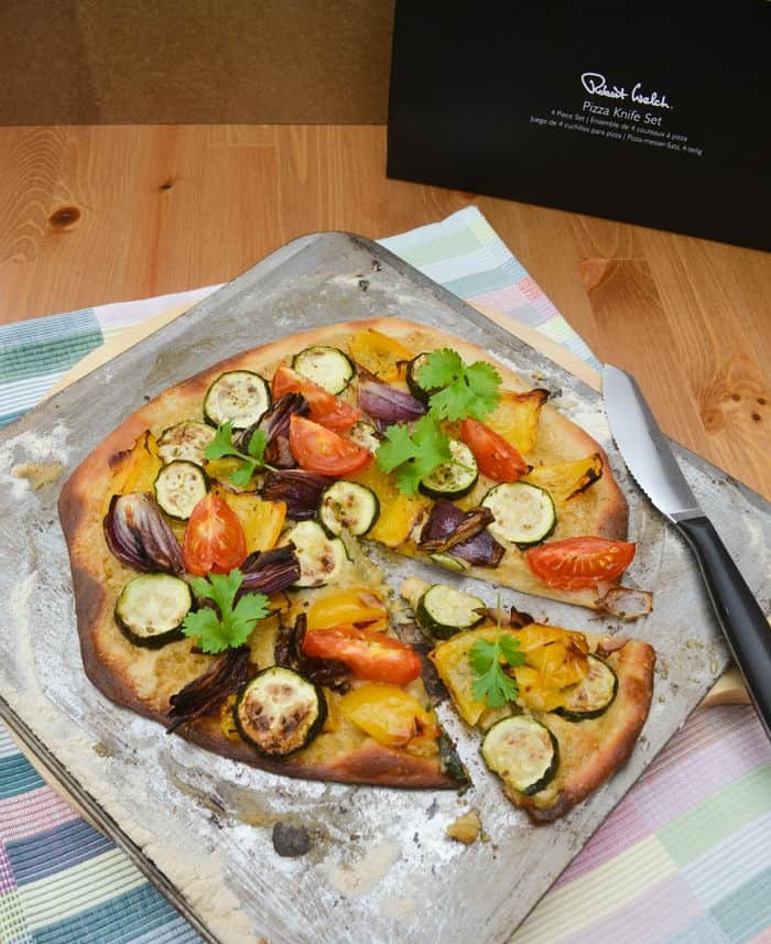 Roast Vegetable and Hummus Pizza