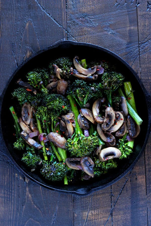 Roasted Broccolini and Sautéed Mushrooms (Gluten-Free)