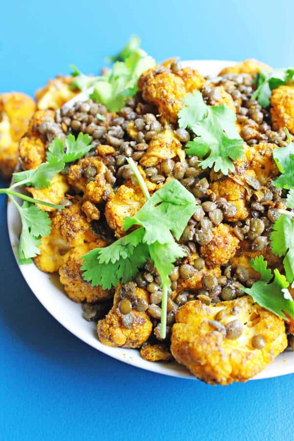 Roasted Masala Cauliflower with Coconut Lentils