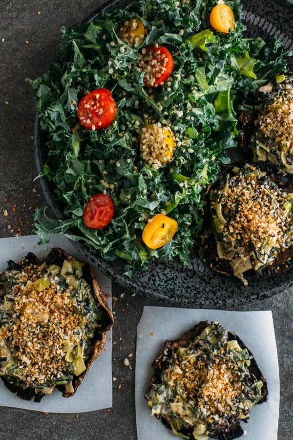 Spinach and Artichoke Stuffed Portabellas