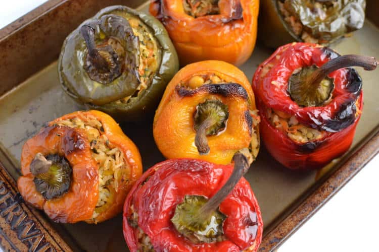 Stuffed Peppers with Chickpeas and Brown Rice