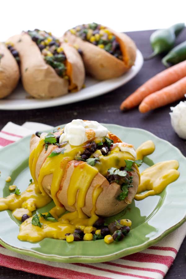 Stuffed Sweet Potatoes with Black Beans and Kale