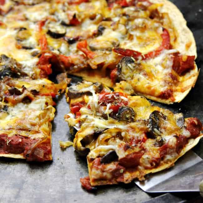 Super Thin Tortilla Crust Pizza