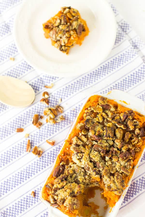 Sweet Potato Casserole with Maple Pecan Topping