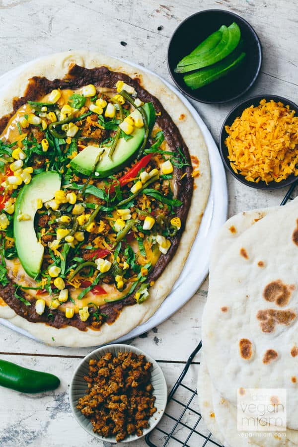 Taco Beer Flatbread Pizza with Roasted Corn & Poblano