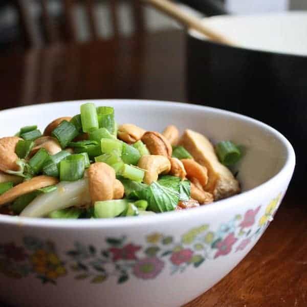 Tofu Stir Fry with Cashews and Baby Bok Choy