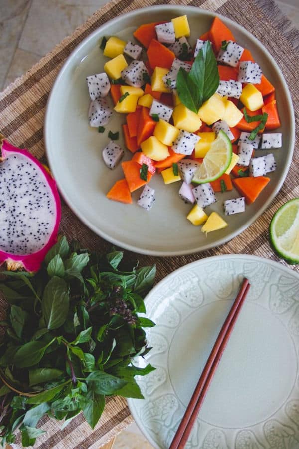 Tropical Fruit Salad With Fresh Mint And Lime