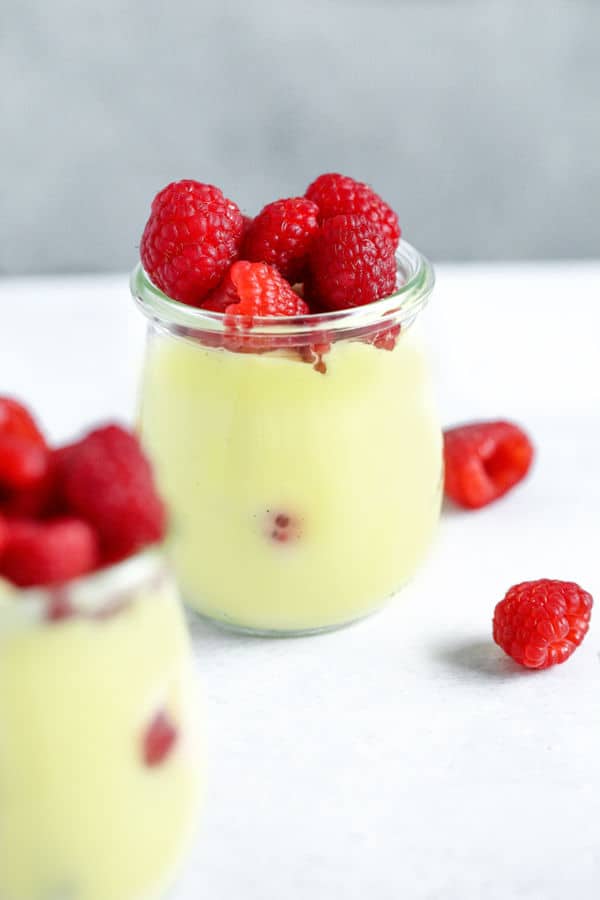 Vanilla Pudding with Raspberries