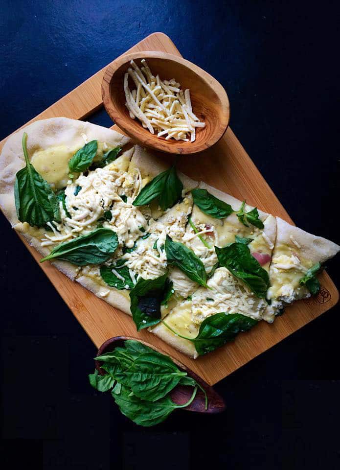 White Pizza with Spinach & Basil