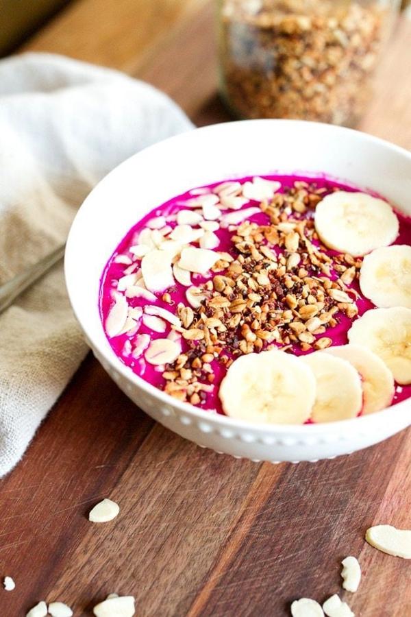 Almond Banana Dragon Fruit Bowl