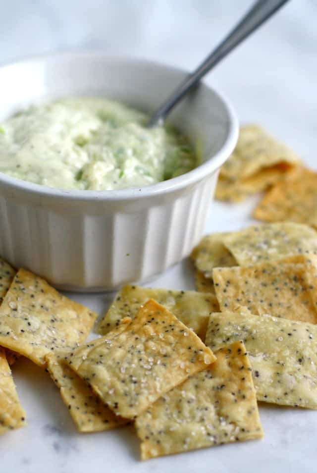 Poppy Seed Crackers and Garlic Chive Spread