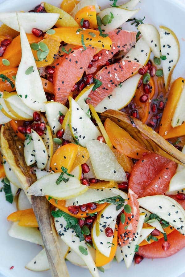 Festive Fruit Salad with Rosemary & Vanilla Rooibos Syrup