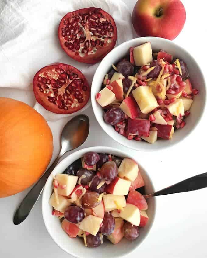 Healthy Fall Fruit Salad with Creamy Dressing