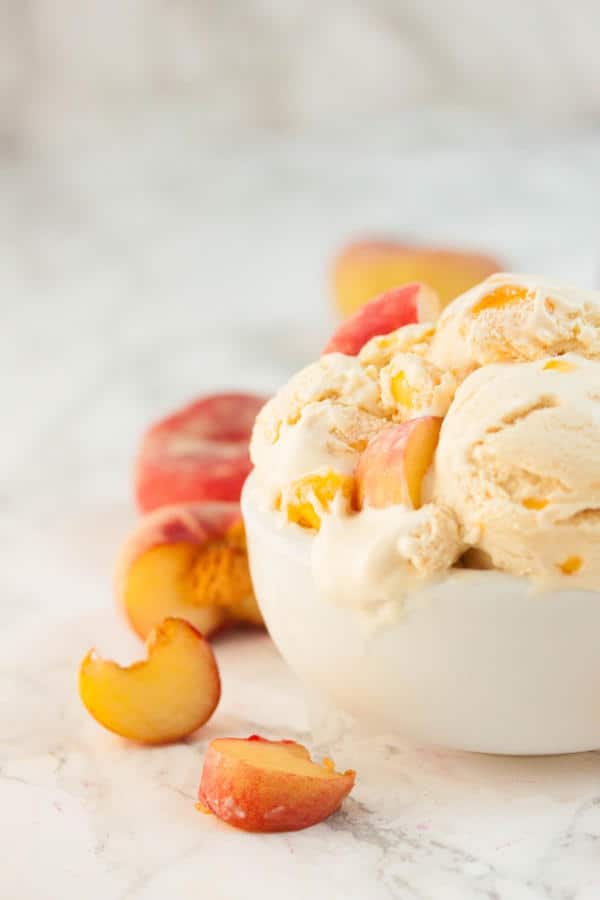 Peach Ice Cream Made with Fresh Fruit